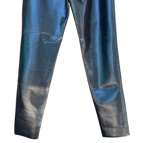 Zara Black Faux Snake Skin Vegan Leather Skinny Pants Size M - Picture 9 of 11